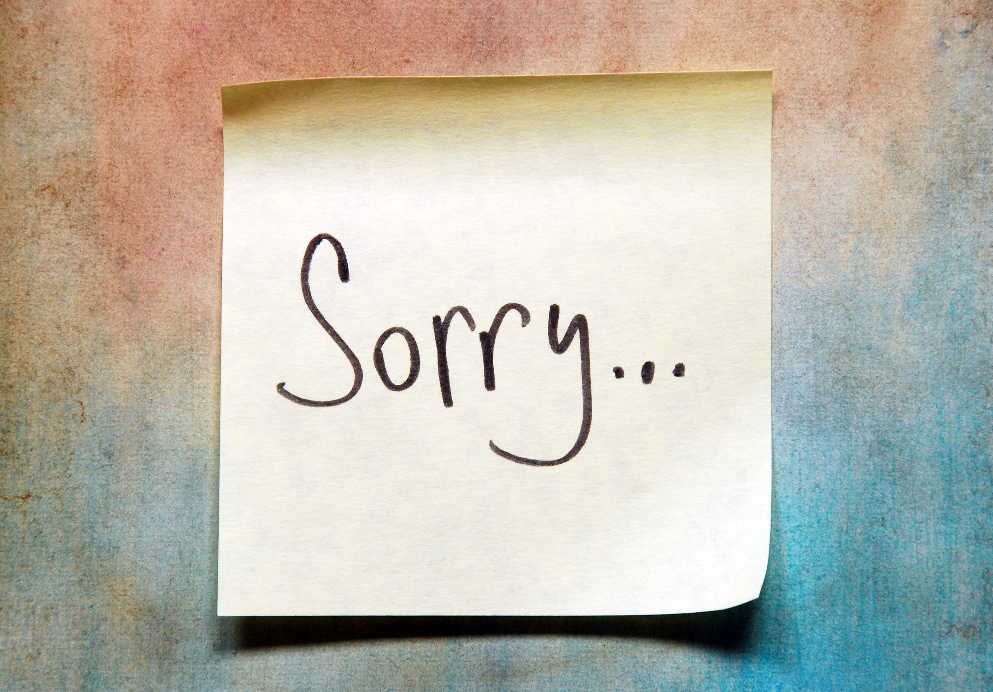 picture of a sorry note sorry note